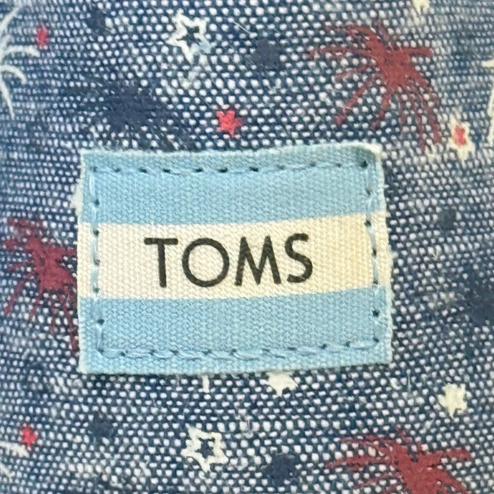 TOMS Womens 9.5 Blue Firework Patriotic Fourth of July Alpargata Slip On Shoes